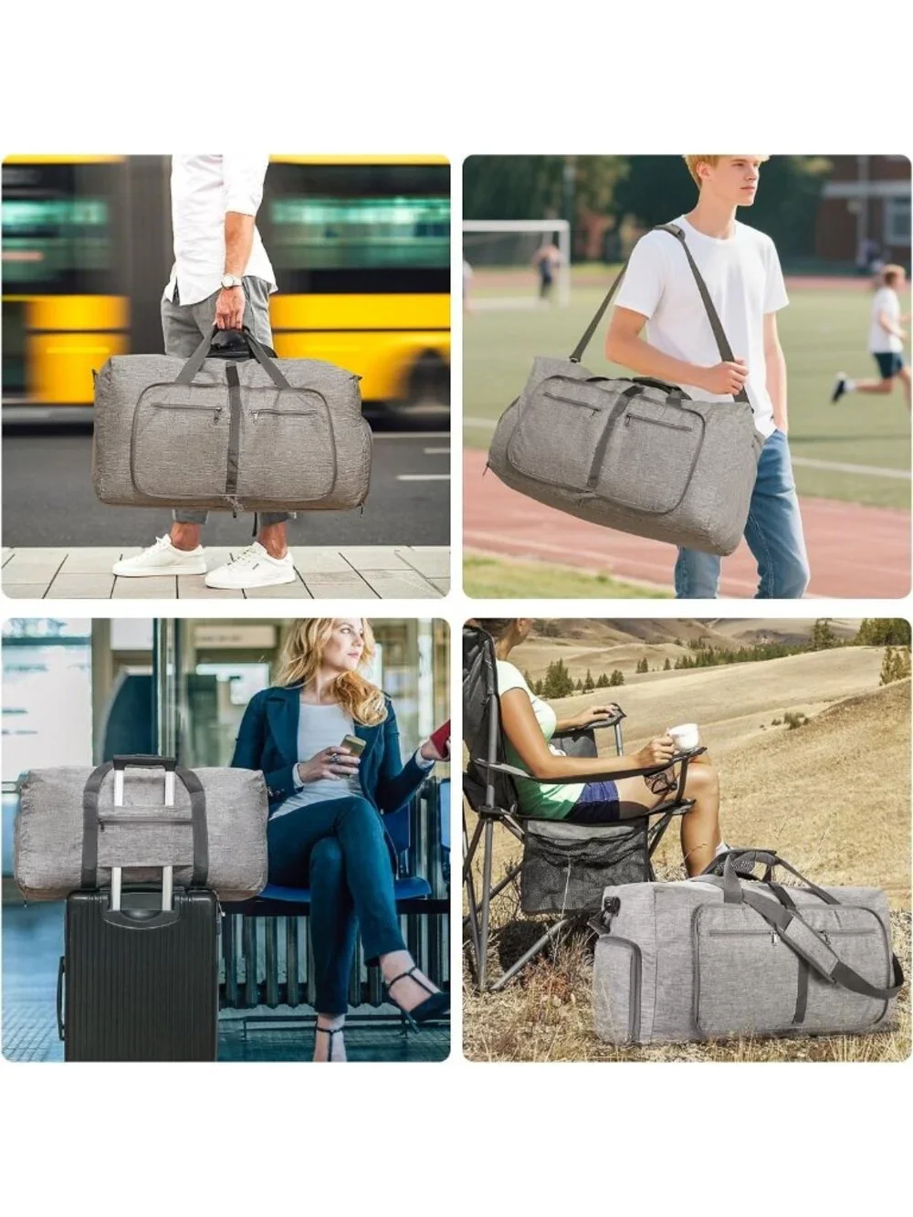 Spacious Foldable Travel Duffle Bag with Shoe Compartment - 65L/85L/115L Options